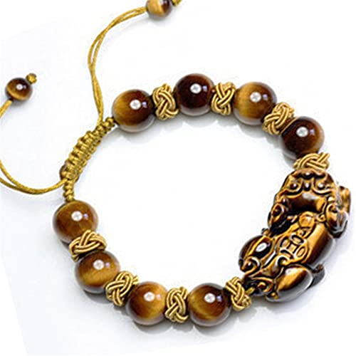 Bracelet fourmi chinoise shui oeil de tigre jaune cristal antique