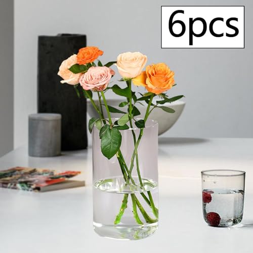 Jarrones de vidrio cilíndricos para decoración floral de bodas y centros de mesa interiores 3