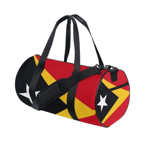 Bolsa de gimnasio ligera y cilíndrica con compartimento interno y diseño de Timor-Leste 3