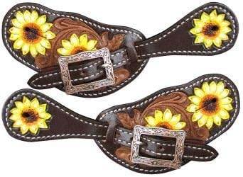 Showman Ladies Hand Painted Sunflower Spur Straps! New Horse TACK!