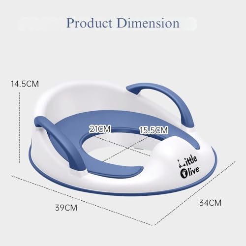 Image of Little Olive Baby Potty Seat with Backrest and Splash Guard | Soft Cushioned Toilet Trainer for Toddlers | Ergonomic Blue Potty Training Seat for Home and Travel