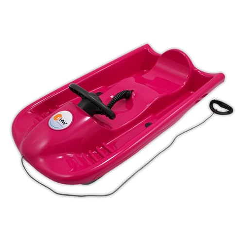 KHW Snow Flyer Schlitten | Pink | High-Speed Lenkschlitten für Kinder ab 6 | HDPE, Metallbremse & ergonomischer Sitz | TÜV-geprüft, Spiel gut Siegel | bis 80 kg belastbar