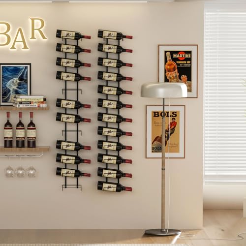 JKsmart Wine Rack Wall Mounted for 48 Bottles, Metal Adjustable Wall Wine Rack, Freely Spliceable Hanging Wine Holder for Kitchen Pantry Bar Wine Cellar,Black - Thumbnail 3