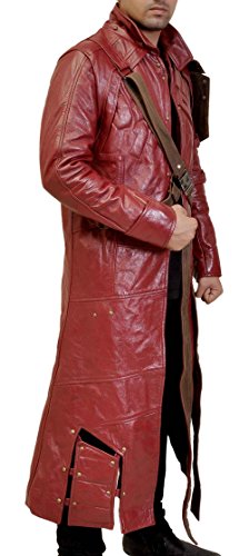 Image of Mens Guardians Superhero Distressed Maroon Star Cosplay Costume Leather Biker Jacket