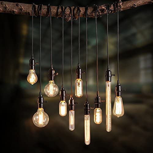 Image of Pack of 3 Edison Ball Filament Bulb E27 ES Screw Fitting, 40W Large G95 Retro Squirrel Cage Dimmable Retro Bulb, Vintage Decorative Light with Amber Glass