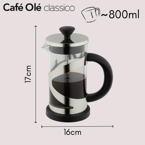 Café Olé LM-06C Moderno 600 Ml Cafetière French Press Coffee Maker, 5-Cup, Black / Silver - 5