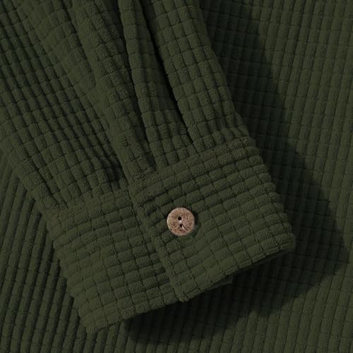 Mens Hoodies Button Down Jackets with Hood Casual Waffle Knitted Long Sleeve Hooded Shirt Sweatshirt for Men4