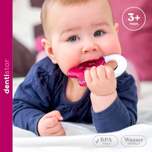 dentistar Kühlbeißring 2er-Set – Beißring Baby ab 3 Monate – Kühlende Zahnungshilfe und Beißspielzeug für Babys und Kleinkinder - BPA frei - Türkis