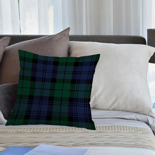 KHWEJ - KHWEJ Taie d'oreiller 45x45 cm Imprimer Housse Coussin pour Maison Le Salon Taie Oreiller Réversible Housse de Coussin,Plaid Tartan de la Famille Park. Motif Textile écossais. (1)