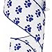 Satin Paw Print Wired Ribbon: Blue White 2.5 Inches x 10 Yards (30 Feet)