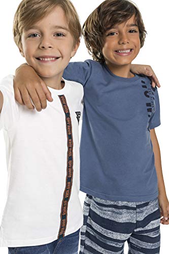 Conjunto Camiseta Malha e Bermuda Moletom, Quimby, meninos, Azul, 12