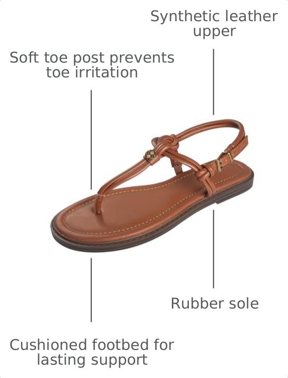 Stratuxx Kaze Women's T-Strap Flat Thong Sandals Adjustable Ankle Buckle - image 3