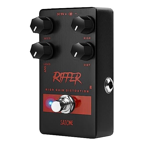 Satone S811 Riffer High Gain Distortion Electric Guitar Effect Pedal - High Gain Distortion Effect Preset Acoustic Metal Pedal with True Bypass