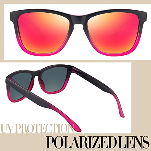 Image of Joopin Square Polarized Sunglasses for Men, Designer Trendy Reflective Sun Glasses UV400 Protection, Retro Red Sunnies Golf Fishing Shades
