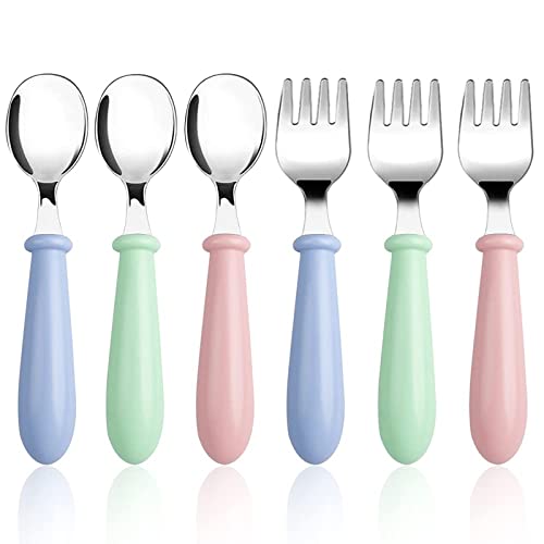 Lanjue 3 Set/6 PCS Baby Fork and Spoon, Toddler Utensils Sta