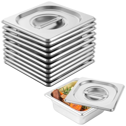 10 tapas de mesa de vapor, cubiertas de acero inoxidable a prueba de polvo con asas para cocinas, restaurantes y eventos
