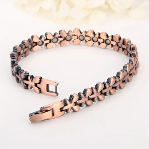 Image of Copper Bracelet for Women 99.9% Pure Copper Crystal Bracelets Link Chain Charm Jewelry Present 3500 Gauss with Adjustment Tool
