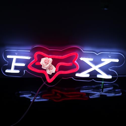 Fox Neon Sign for Wall Decor, Dimmable Racing Neon Bedroom