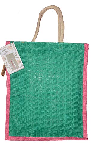 Image of MONTISA Jute Bags for Lunch | Jute Tote Bag | Jute Tiffin Bags | Jute Bags with Zip | Jute Carry Bag | Trendy Shopping Bag | Jute Bag Medium Size - Yellow-Green-Natural (14x12x6 Inch) (Pack of 3)