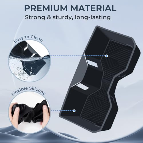 Image of Center Console Cup Holder Inserts for Toyota Tacoma 2026 2025 2024, Interior Accessories Silicone Front & Rear Car Cup Holder for 2024-2026 Tacoma, Black