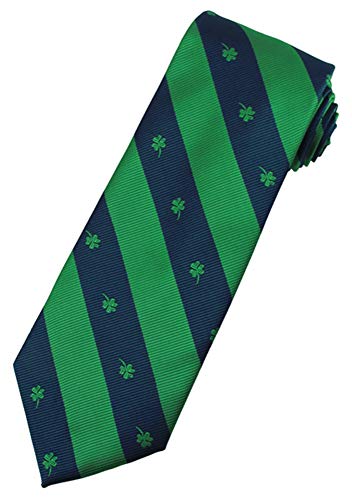 Jacob Alexander Men s Woven Saint Patrick s Day Irish Stripe Green Navy Blue Neck Tie Green Shamrocks - Regular