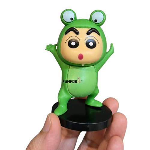 Image of FUNFOB Shinchan Action Figure Height -8cm | Shin chan Figurine Cartoon Figures Toys for Boys & Girls PVC Multicolour | Green Frog Dress