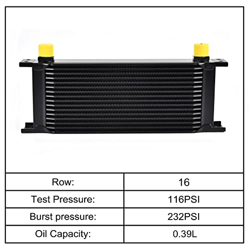 EVIL ENERGY 16 Row Oil Cooler Kit, 10AN Transmission Engine Cooler Universal Aluminium Black - Image 4