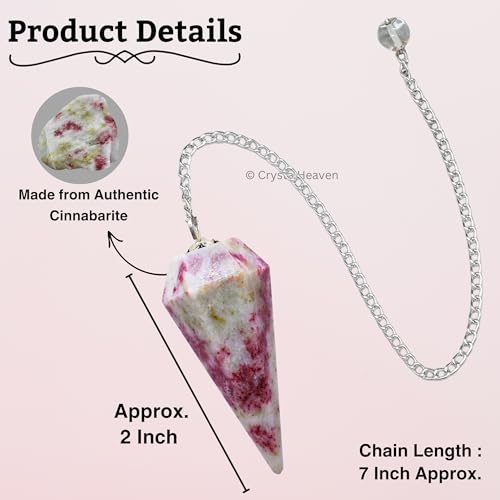 Image of Cinnabarite Pendulum Dowsing Tool - Natural Crystal Pendulum for Spiritual Guidance - Premium Dowser Pendulum for Accurate Divination and Energy Healing - Perfect for Energy Healing and Chakra Balancing - Handcrafted with Precision and Elegance