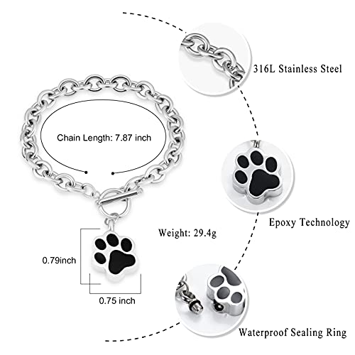 Minicremation Dog Paw Print Cremation Jewelry for Ashes Memorial Urn Bangle for Pet Stainless Steel Urn Bracelet Ashes Holder2