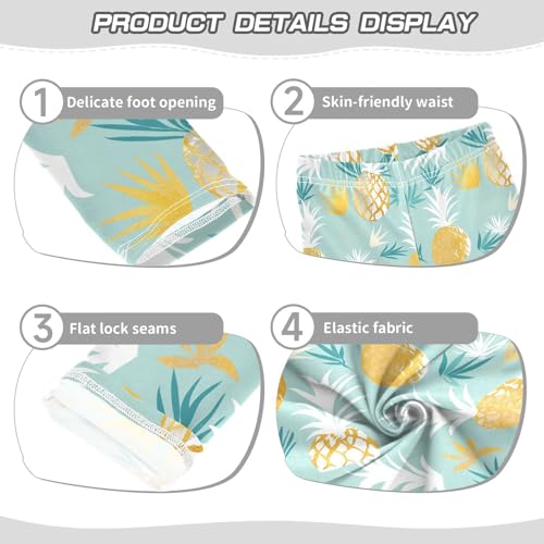 KLL Gold Glitter Pineapples Mint Little Girls Active Leggings Casual High Waisted Activewear Sports3