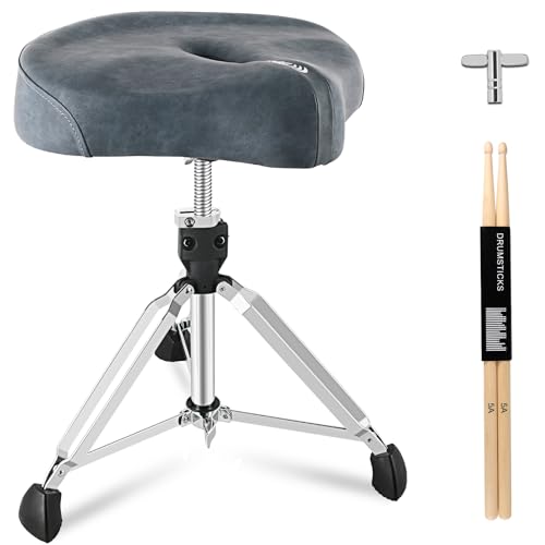 ROWELL Drum Throne Heavy Duty Drum Throne Seat Air Guide Hole Drum Stool Motorcycle Style Thrones...