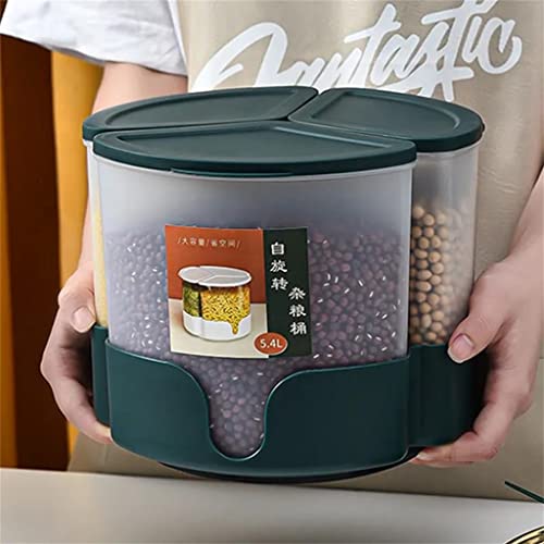 Seau alimentaire rotatif et conteneur de stockage de cuisine à 3 compartiments