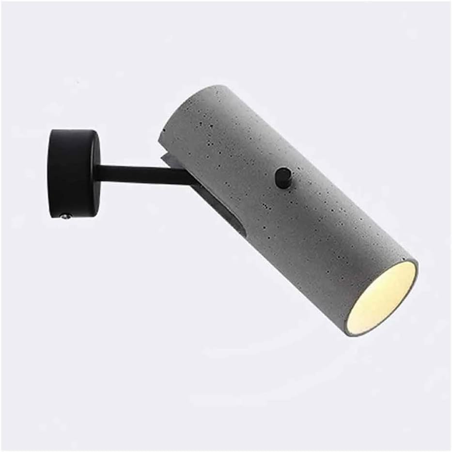 Aplique de pared industrial de cemento con foco ajustable para mesita de noche y pasillo