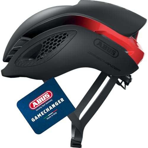 ABUS Rennradhelm GameChanger - Aerodynamischer Fahrradhelm mit optimalen Ventilationseigenschaften für Damen und Herren - Schwarz/Rot, Größe L