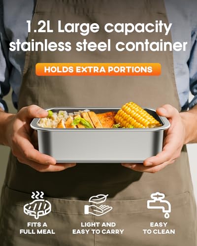 Image of Hugmazing Cordless Electric Lunch Box 1100ML Stainless Steel Container