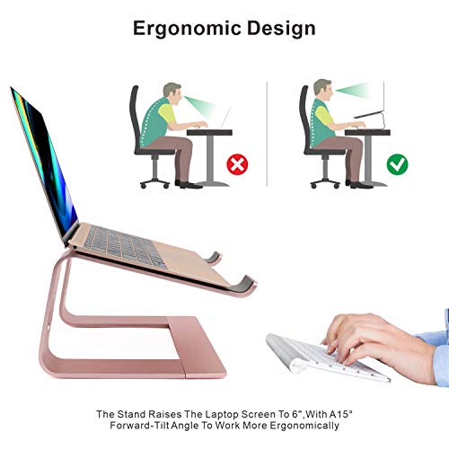 Laptop Stand, Ergonomic Aluminum Laptop Mount Computer Stand, Detachable Laptop Riser，Notebook Holder Stand Compatible With Macbook Pro/Air Hp Lenovo Samsung Huawei ，All 10-17.3" Laptops(Rose Gold) #TOP1