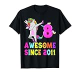 8 Little Girls And Awesome Since 2011 Unicorn Dabbing T-Shirt