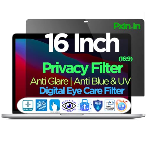 Image of PxIn 16 Inch (16:9) Laptop Eye Comfort Shield with Adv Privacy | Anti-Glare | No UV | Anti Blue | Laptop Privacy Filter