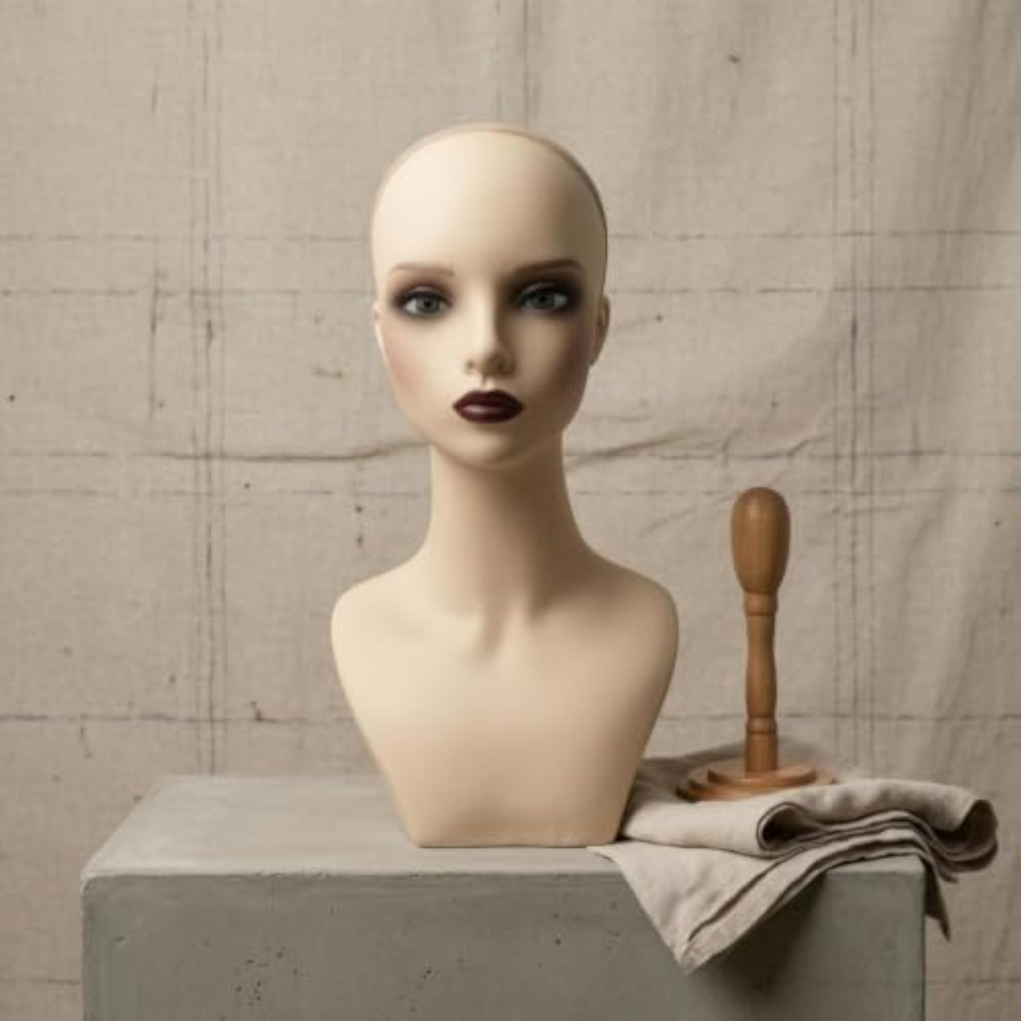 PVC Head with Shoulders for Hair Styling and Makeup