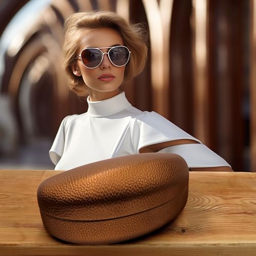 Image of MyEyeglassCase Large Hard Sunglasses Case | fits Large curved Sunglasses, with microfiber bag and cleaning cloth