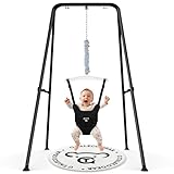 G TALECO GEAR Baby Jumper with Stand,Baby Bouncer,Easy Set-Up,Baby Exerciser for Active Babies,Suitable for Indoor and Outdoor, Water Mat Include (Black)