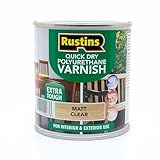RustinsQuick Dry Poly Varnish Matt Clear 500ml -Tough, Water-Based Clear Finish in Gloss, Matt or Satin; Durable Protection for Interior Wood, Furniture and Floors