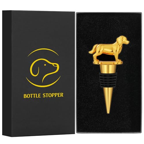 LKKCHER Golden Retriever Weinflaschenverschluss, Golden Retriever Geschenke, Geschenk für Hundebesitzer, Geburtstagsgeschenk Weingeschenke Weihnachten Geschenke für Männer Frauen Papa, Gold