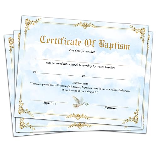 Taufurkunde für die Kirche, 25 Stück, Blauer Himmel, Baby-Widmungsurkunde, christliche Anerkennung, Baby-Taufgeschenke für Mädchen und Jungen, christlich-religiöse Gastgeschenke und Zubehör, A06
