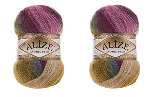 Alize Angora Gold Batik Yarn 20% Wool 80% Acrylic Lot Of 2Skn 200Gr 1204Yds Thread Crochet Lace Hand Knitting Turkish Yarn (4341) #TOP27