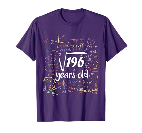 Square Root Of 196 - 14th Birthday 14 Year Old Math Bday T-Shirt