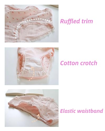 Cute Rose Floral Cotton Underwear for School Girls Teen French Cottagecore Ruffled Briefs Mid Rise Comfy Fit Panties4