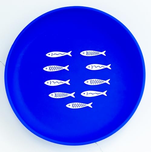 Ladydaidy PREMIUM Unbreakable Silicone Baby Plate | Elegant China-Look Design for Baby Tableware | Suction Toddler Feeding Plate | Divider-free BPA-free | Essential Baby Items (Santorini)