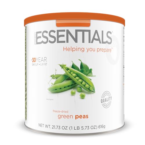 Emergency Essentials Freeze-Dried Green Peas #10 Can | Long-Term Emergency Food | High Protein | Shelf-Stable | 30-Year Shelf Life | Camping & Survival Veggie