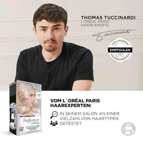 L'Oréal Paris Haartoner, Anti-Gelbstich für kühles Blond und intensiven Glanz, Ohne Ammoniak, Préférence Le Blonding, Platinum Ice